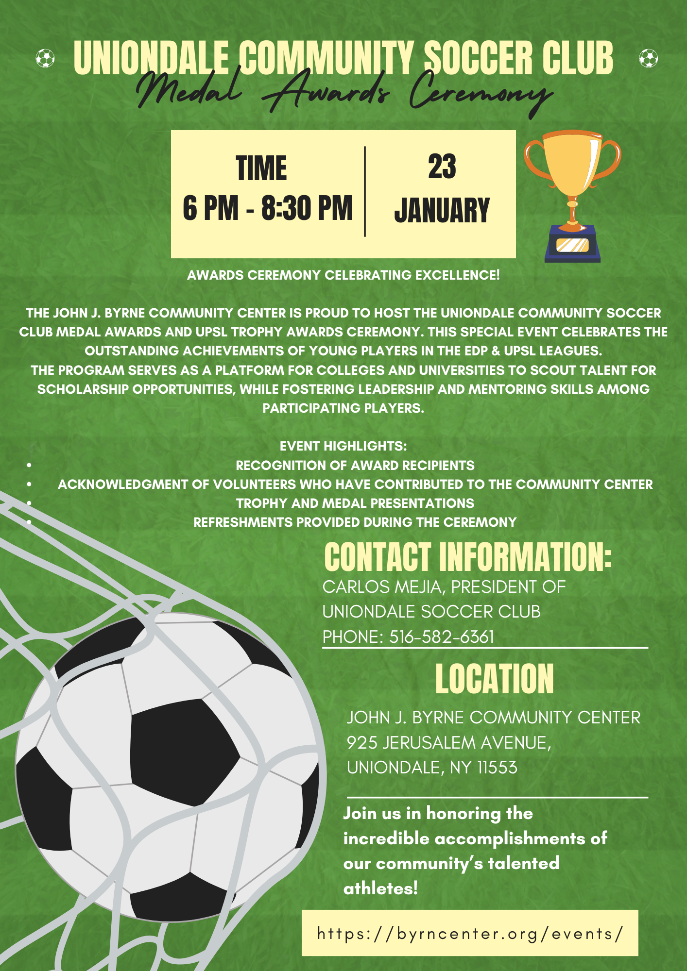 Green Beige Simple Soccer Camp Flyer