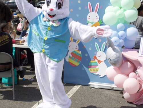 Easter bunny at a community festival