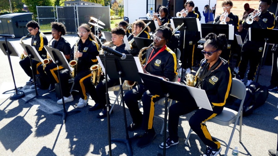 Youth jazz band performing